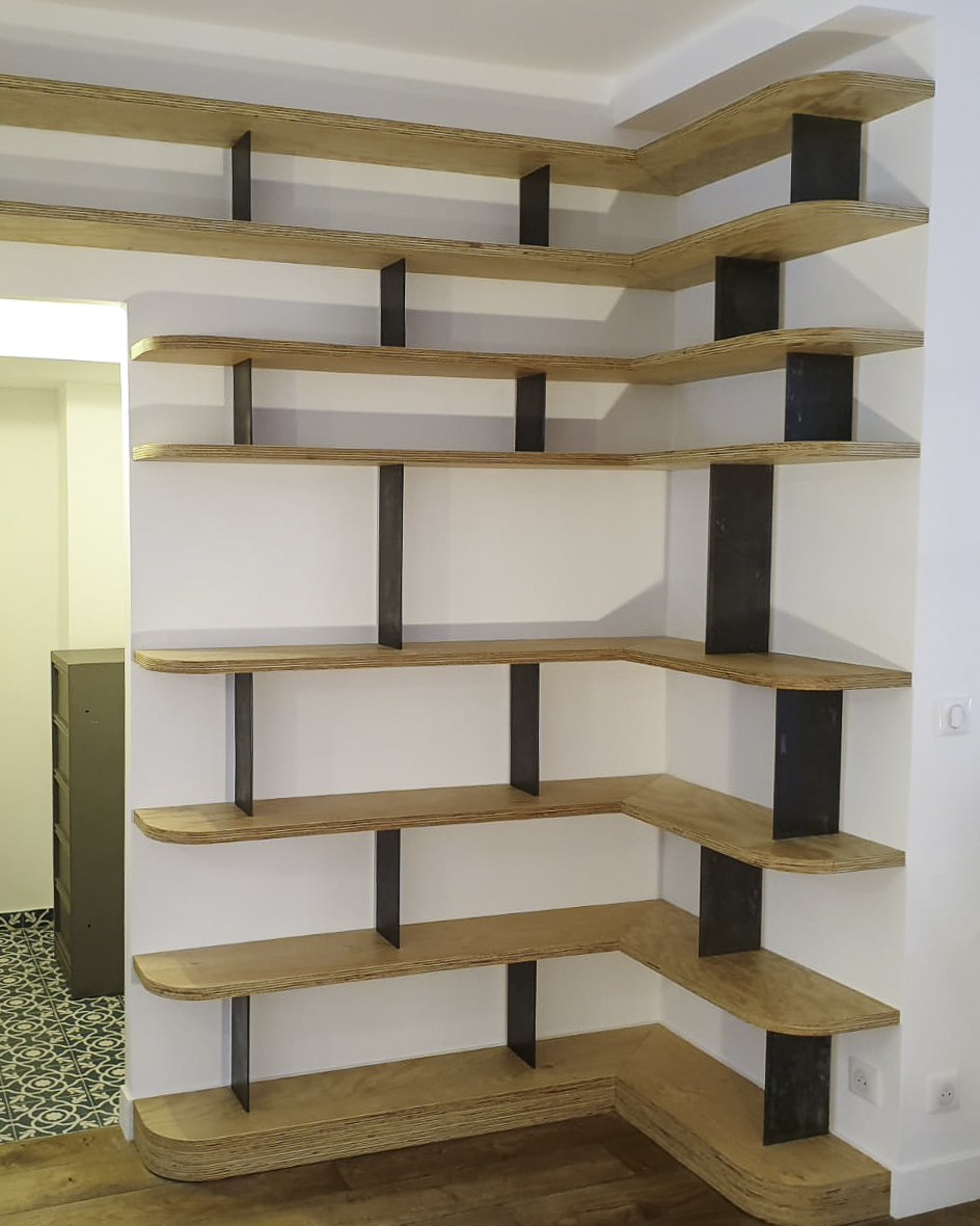 Bibliothèque bois et metal